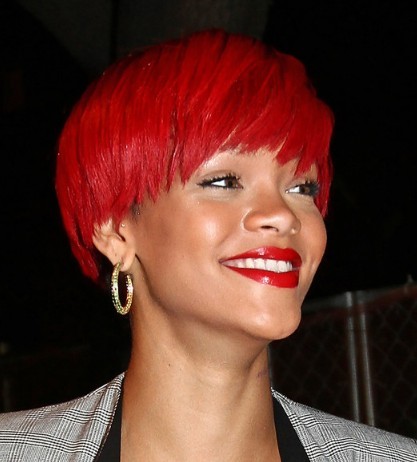 justin bieber short hairstyle. Rihanna-red-short-haircut